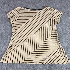 Cable & Gauge Beige and Black Striped Top